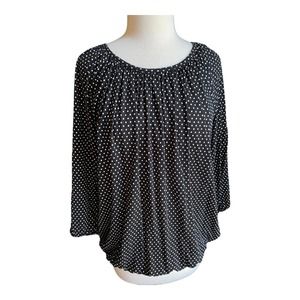 Michael Michael Kors Black & White Polka Dot Blouse Top Bubble Hem Size Medium